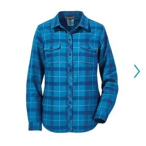 Blue Plaid Button-Down Shirt - Women's Casual Top